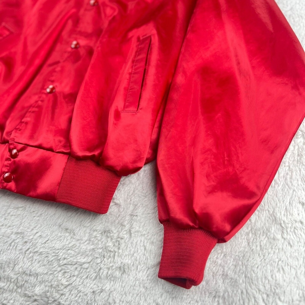 Vintage Auburn Bomber Jacket Men's LARGE Satin Snap - Dirty Dozen Dart League - Picture 8 of 12